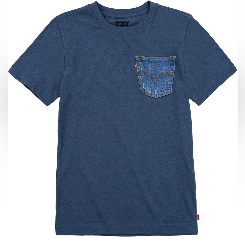 Levi's Kids Navy Tee with Faux Denim Accent Pocket NWT